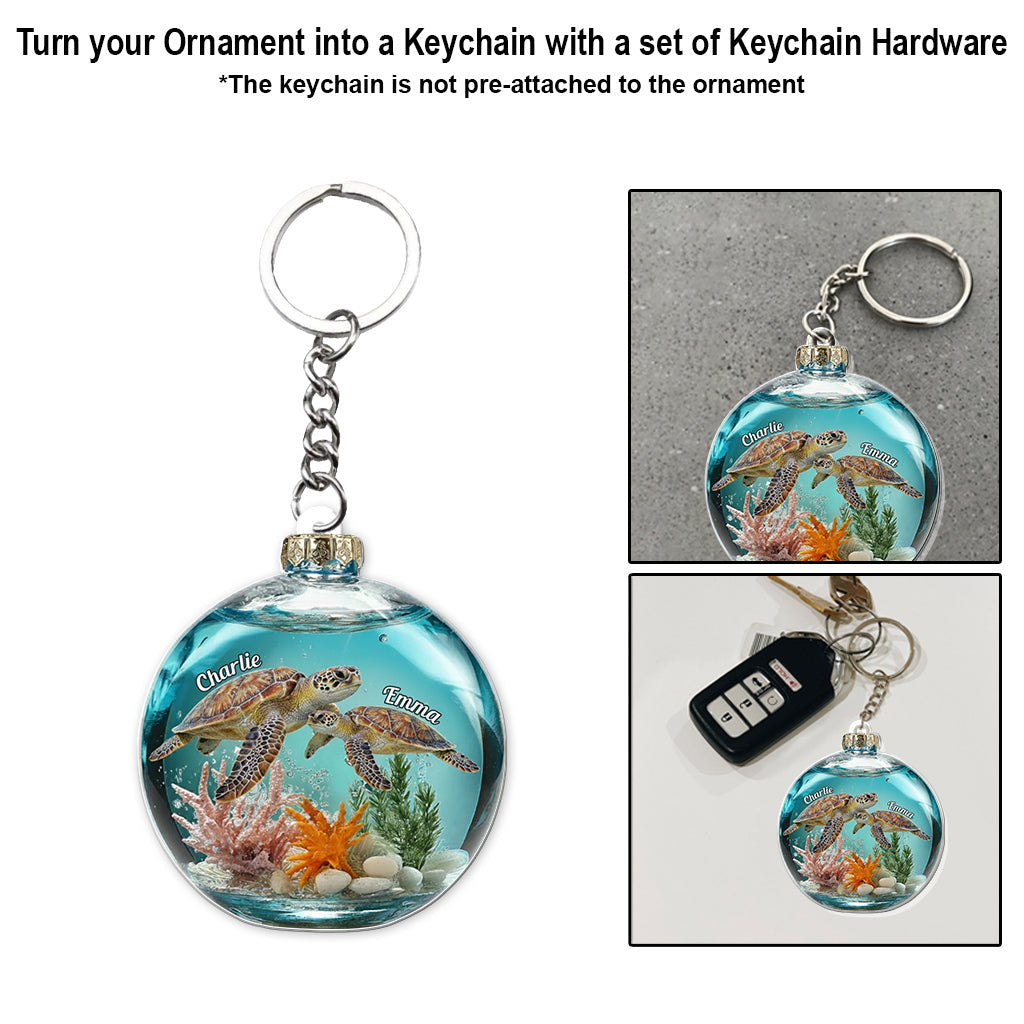 Schildkrötenpaar – Personalisierter transparenter Schildkröten-Anhänger