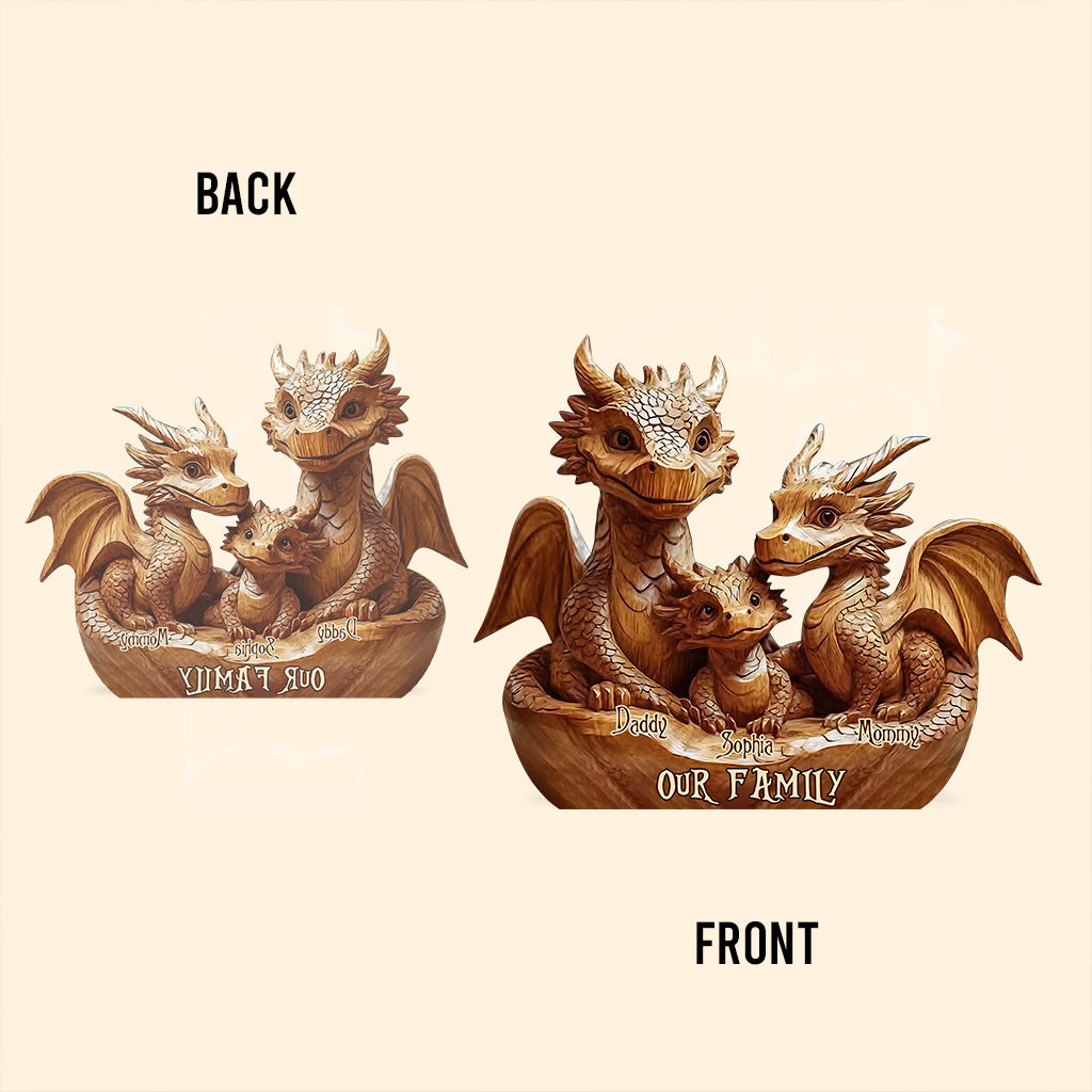 Unsere Familie – Personalisierte Acrylplakette in Drachenform