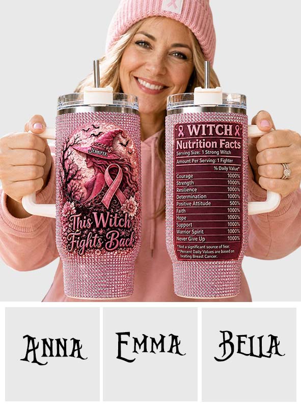 Diese Hexe wehrt sich - Personalisierbarer Tumbler zur Brustkrebsbewusstsein mit Strasssteinen