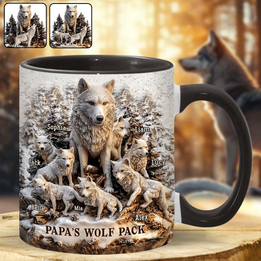 Papas Wolfsrudel – Personalisierte Tasse mit Vater-Akzent