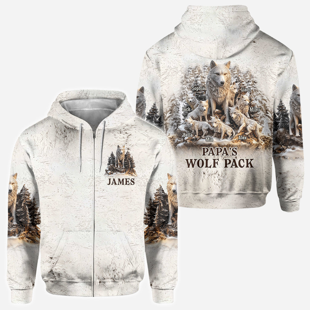 Papa Wolf Pack - Personalisiertes Vater-Shirt