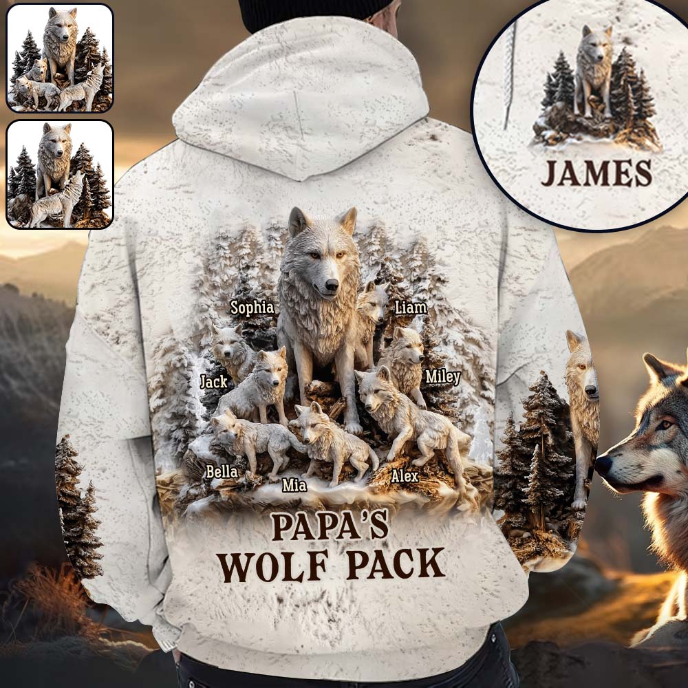 Papa Wolf Pack - Personalisiertes Vater-Shirt