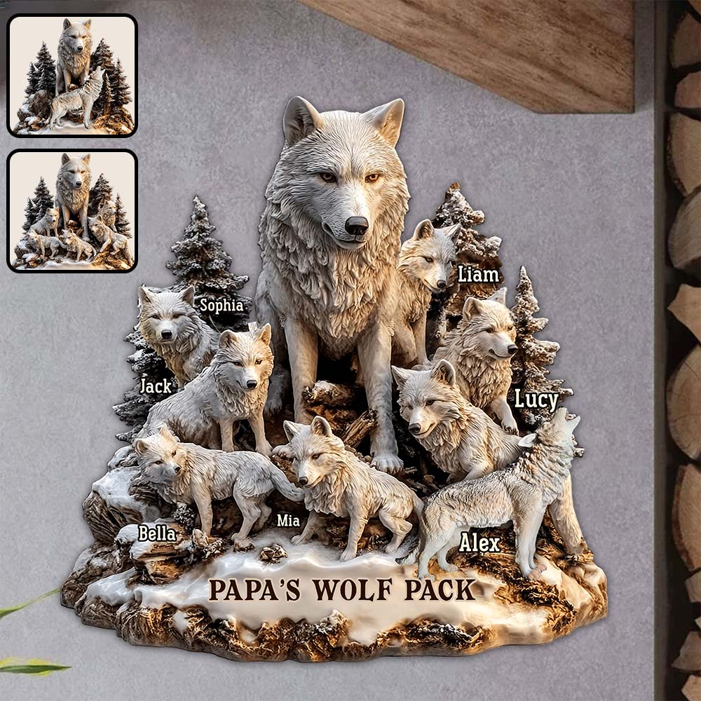 Papa's Wolf - Personalized Father Cut Metal Sign