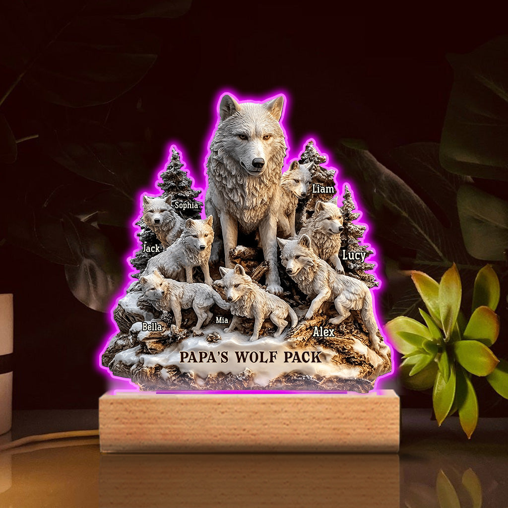 Papas Wolf – Personalisierte, individuell geformte Acrylplakette für den Vater