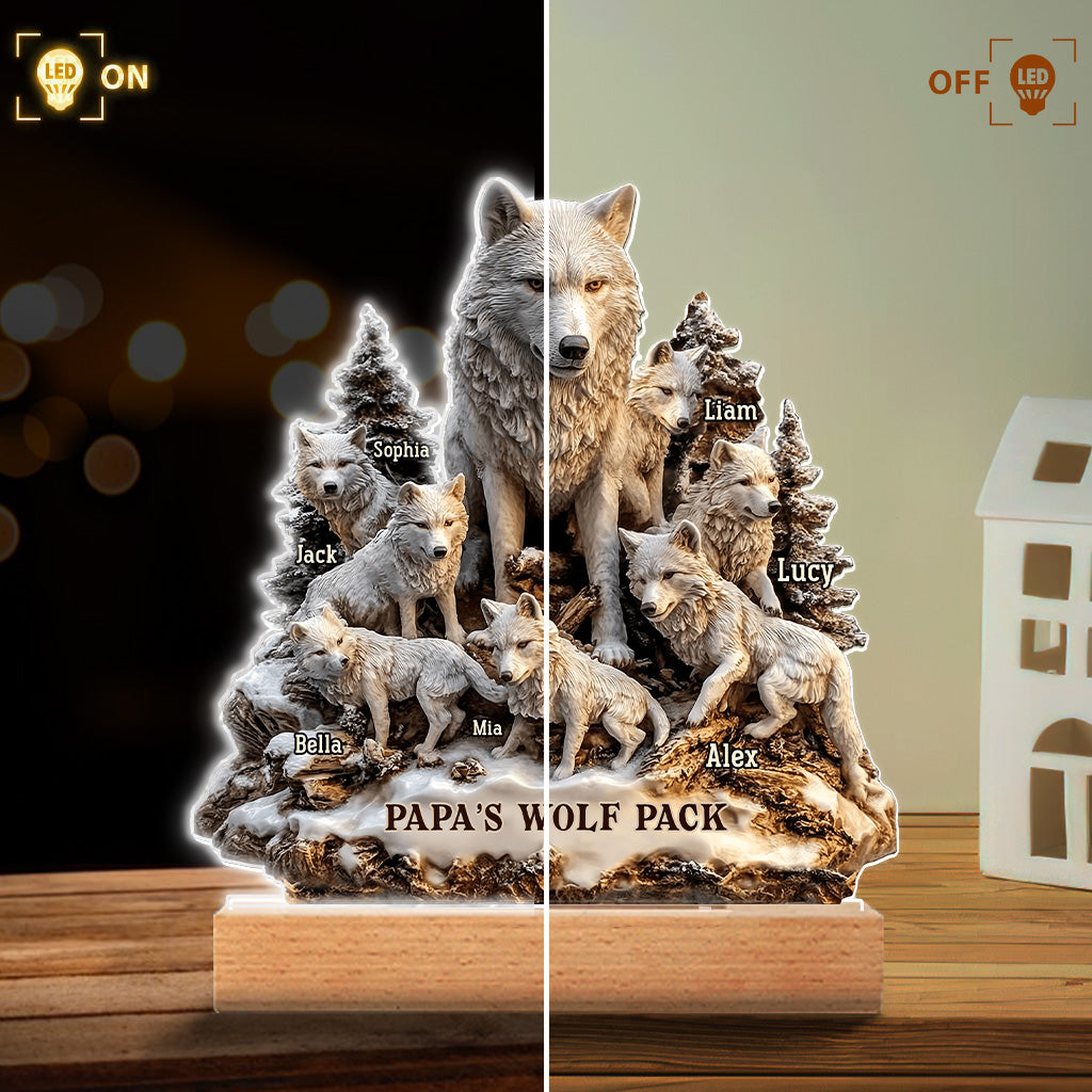 Papas Wolf – Personalisierte, individuell geformte Acrylplakette für den Vater