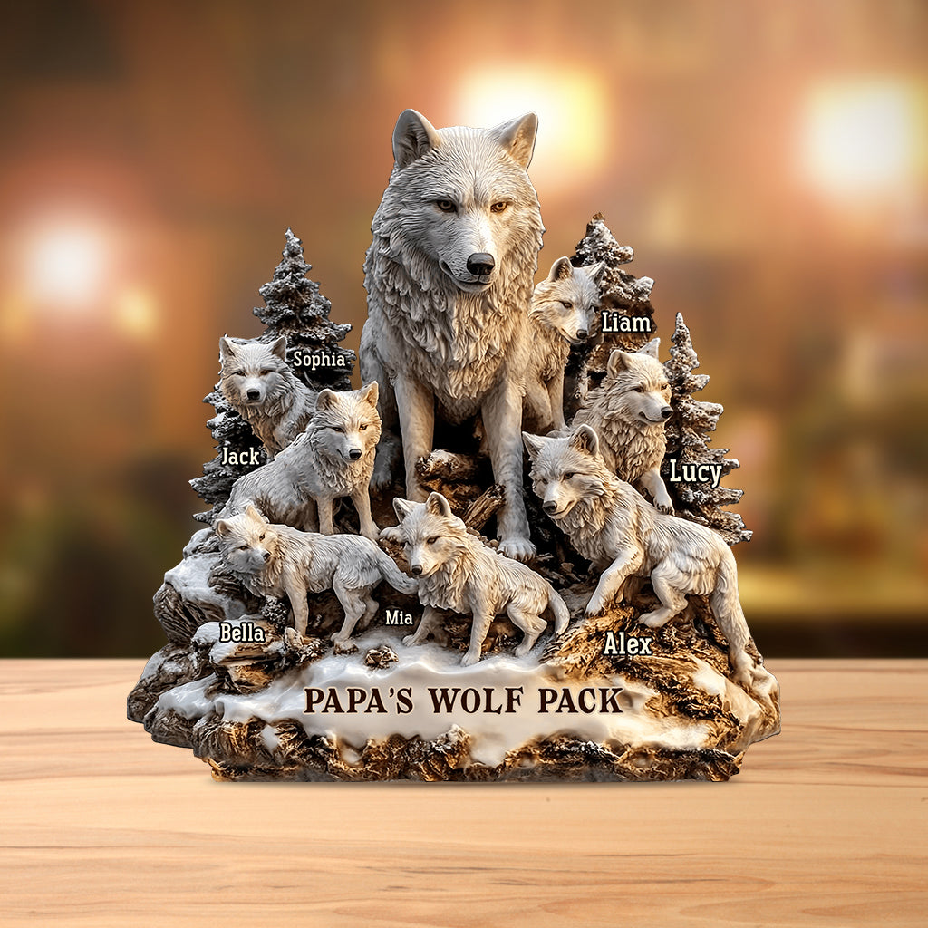 Papas Wolf – Personalisierte, individuell geformte Acrylplakette für den Vater