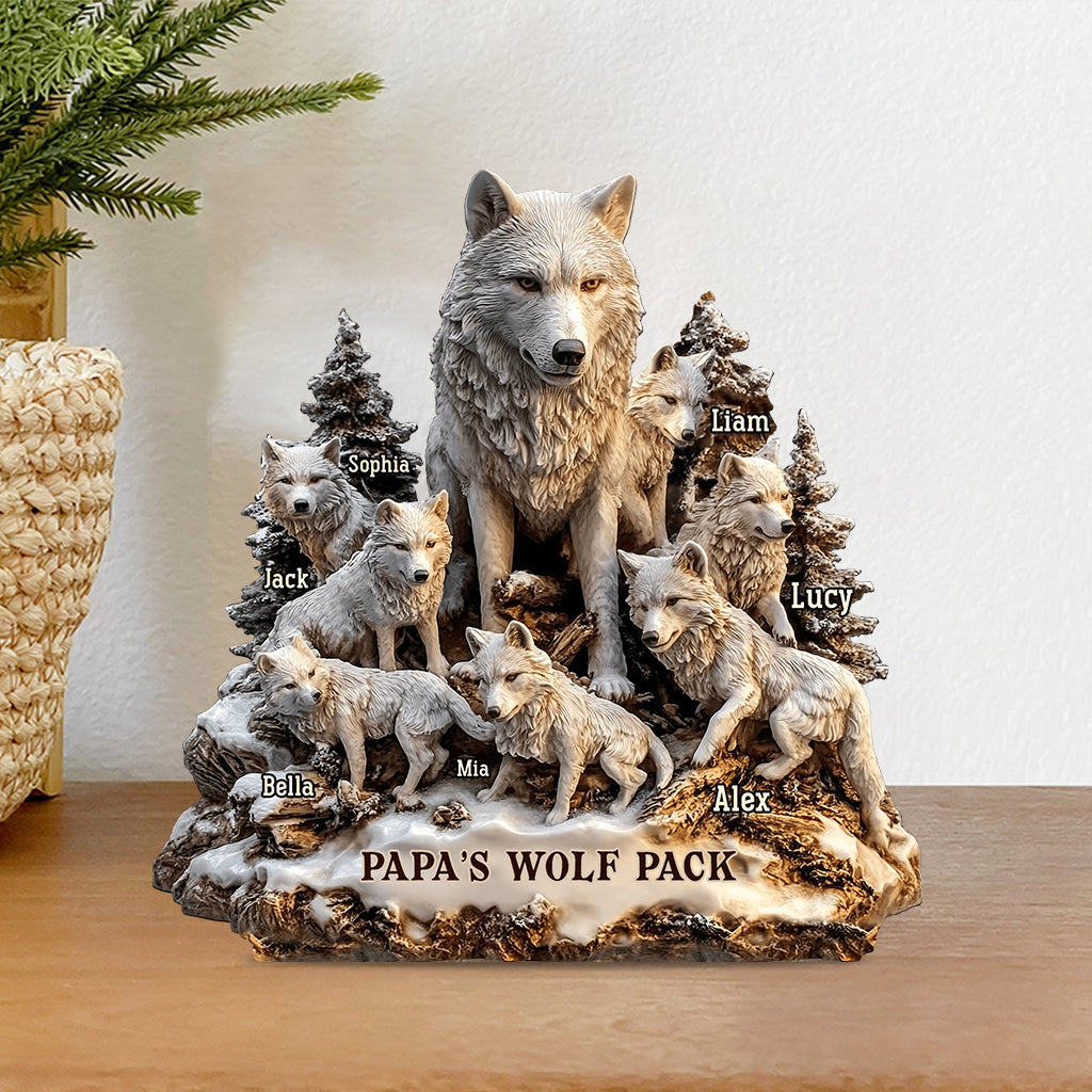 Papas Wolf – Personalisierte, individuell geformte Acrylplakette für den Vater