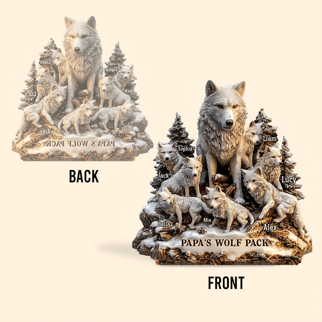 Papas Wolf – Personalisierte, individuell geformte Acrylplakette für den Vater