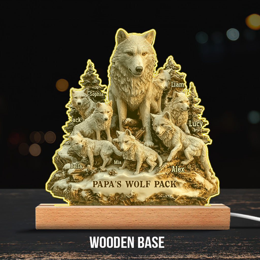 Papas Wolf – Personalisierte, individuell geformte Acrylplakette für den Vater
