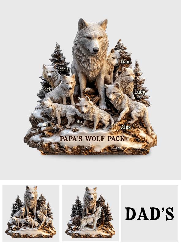 Papas Wolf – Personalisierte, individuell geformte Acrylplakette für den Vater