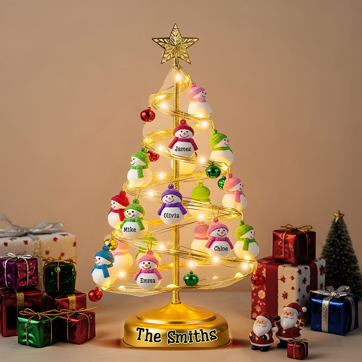 Schneemann-Familiengeschenk – Personalisierte Acryl-LED-Nachtleuchte für die Familie