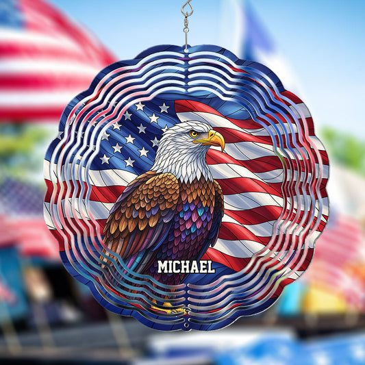 Patriotic Eagle - Personalized Bald Eagle Wind Spinner