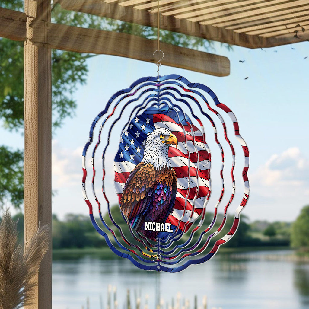 Patriotischer Adler – Personalisierter Weißkopfseeadler-Windspinner
