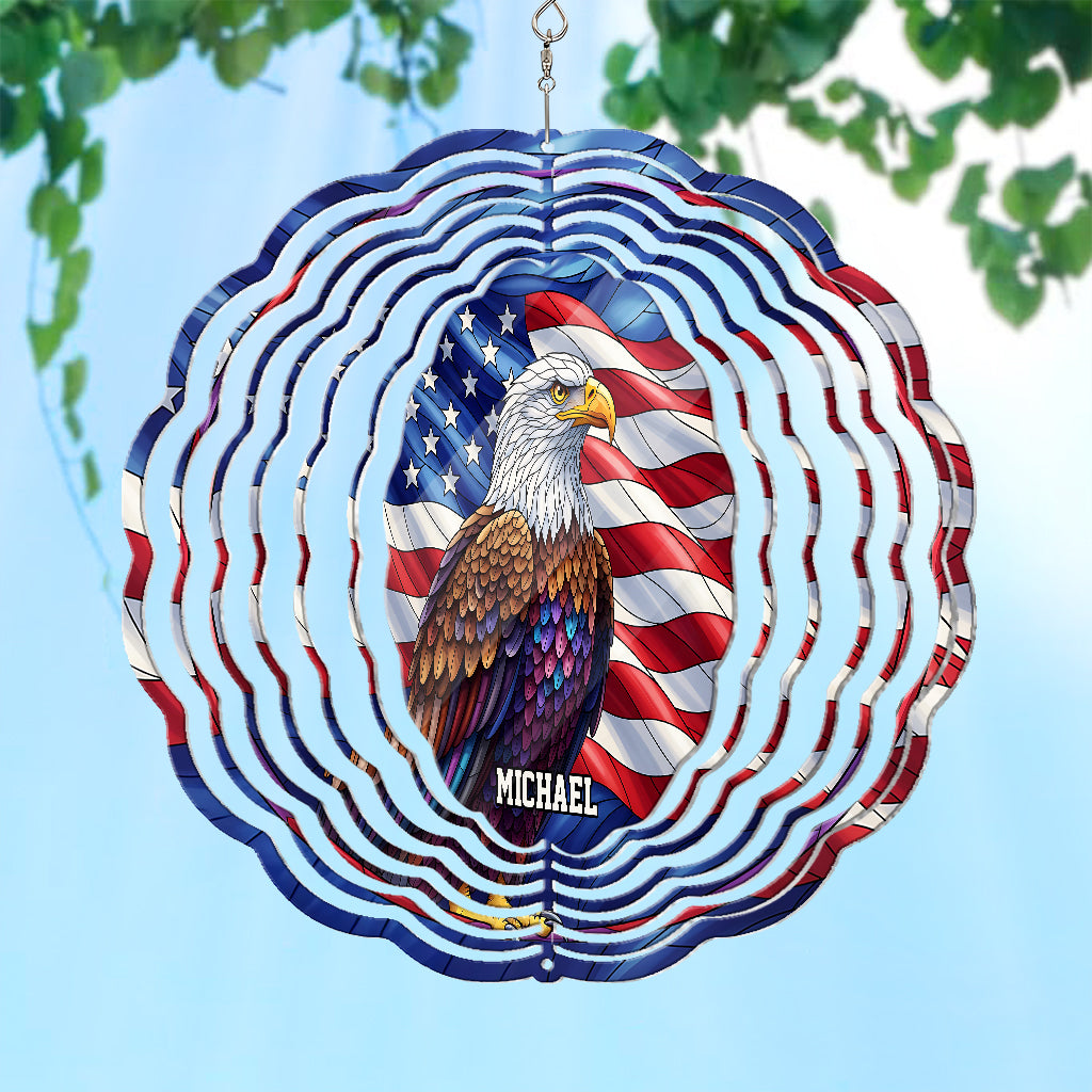 Patriotischer Adler – Personalisierter Weißkopfseeadler-Windspinner