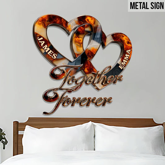 Together Forever - Personalized Couple Cut Metal Sign