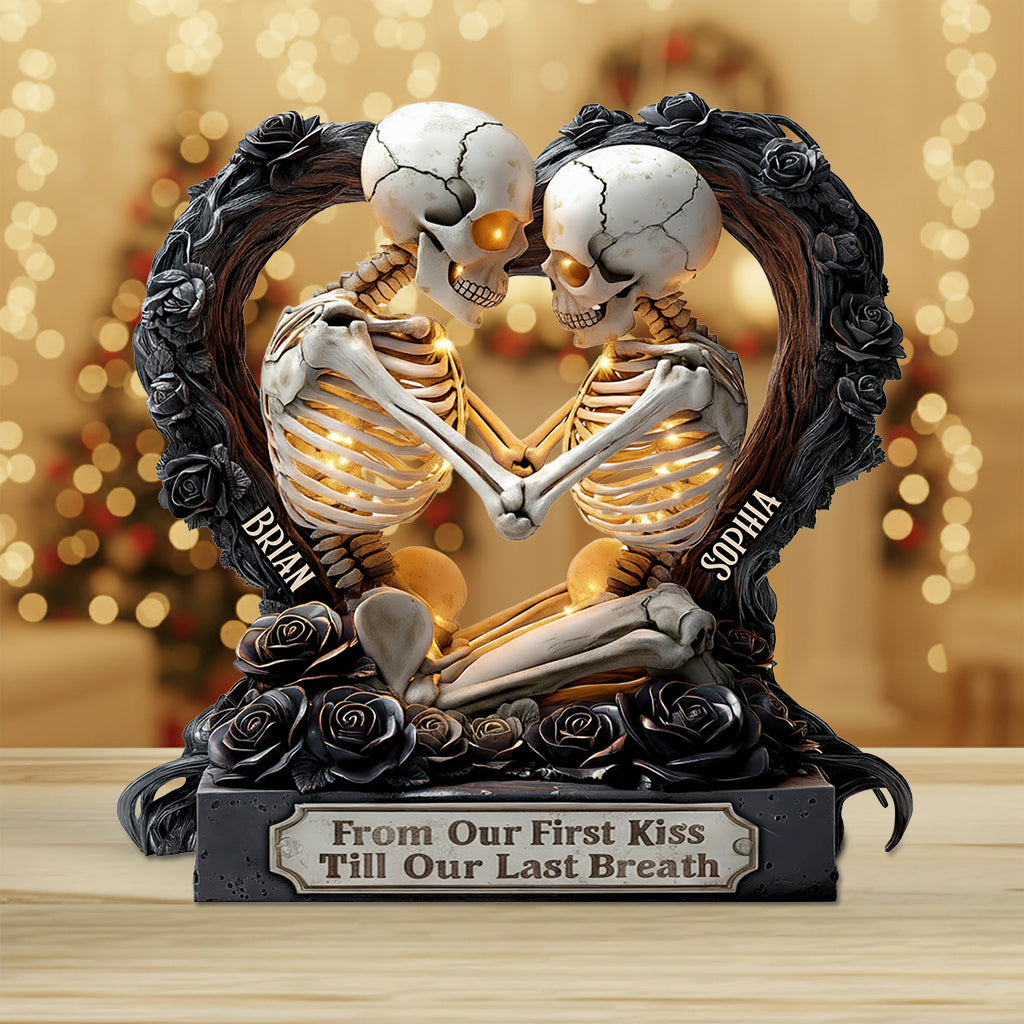 From Our First Kiss Till Our Last Breath - Personalized Skull Custom Shaped Acrylic Plaque
