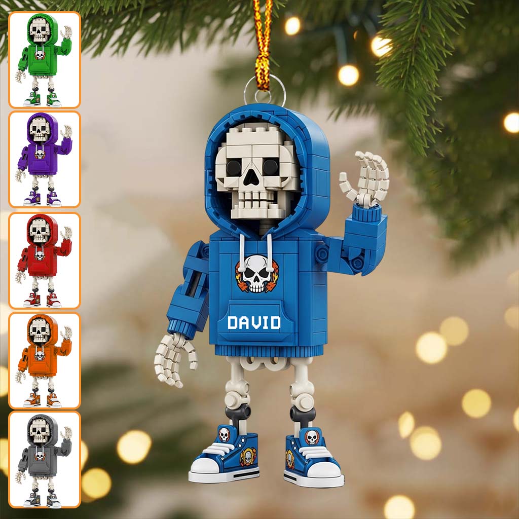 Building block Style Skeleton - Personalized Skull Ornament
