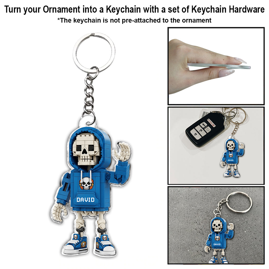 Building block Style Skeleton - Personalized Skull Ornament