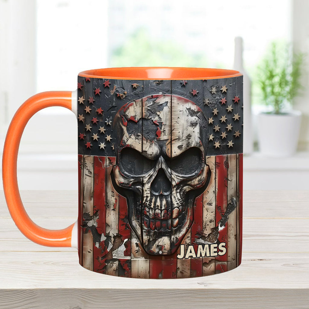 Patriotischer Totenkopf-Liebhaber – Personalisierte Tasse mit Totenkopf-Akzent
