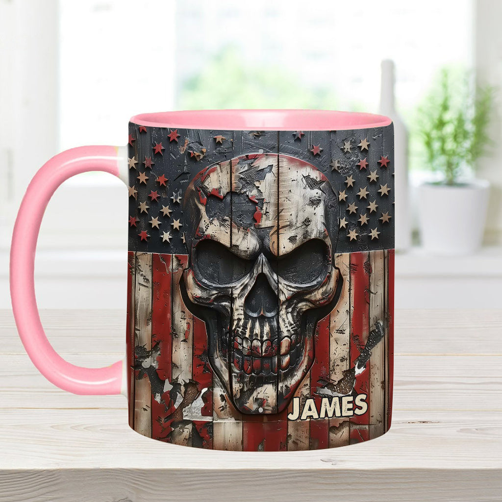 Patriotischer Totenkopf-Liebhaber – Personalisierte Tasse mit Totenkopf-Akzent
