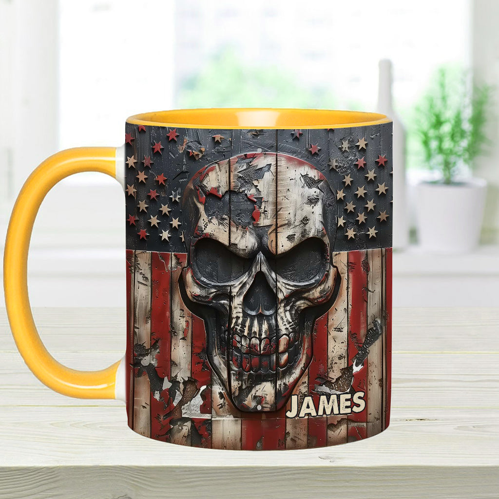 Patriotischer Totenkopf-Liebhaber – Personalisierte Tasse mit Totenkopf-Akzent