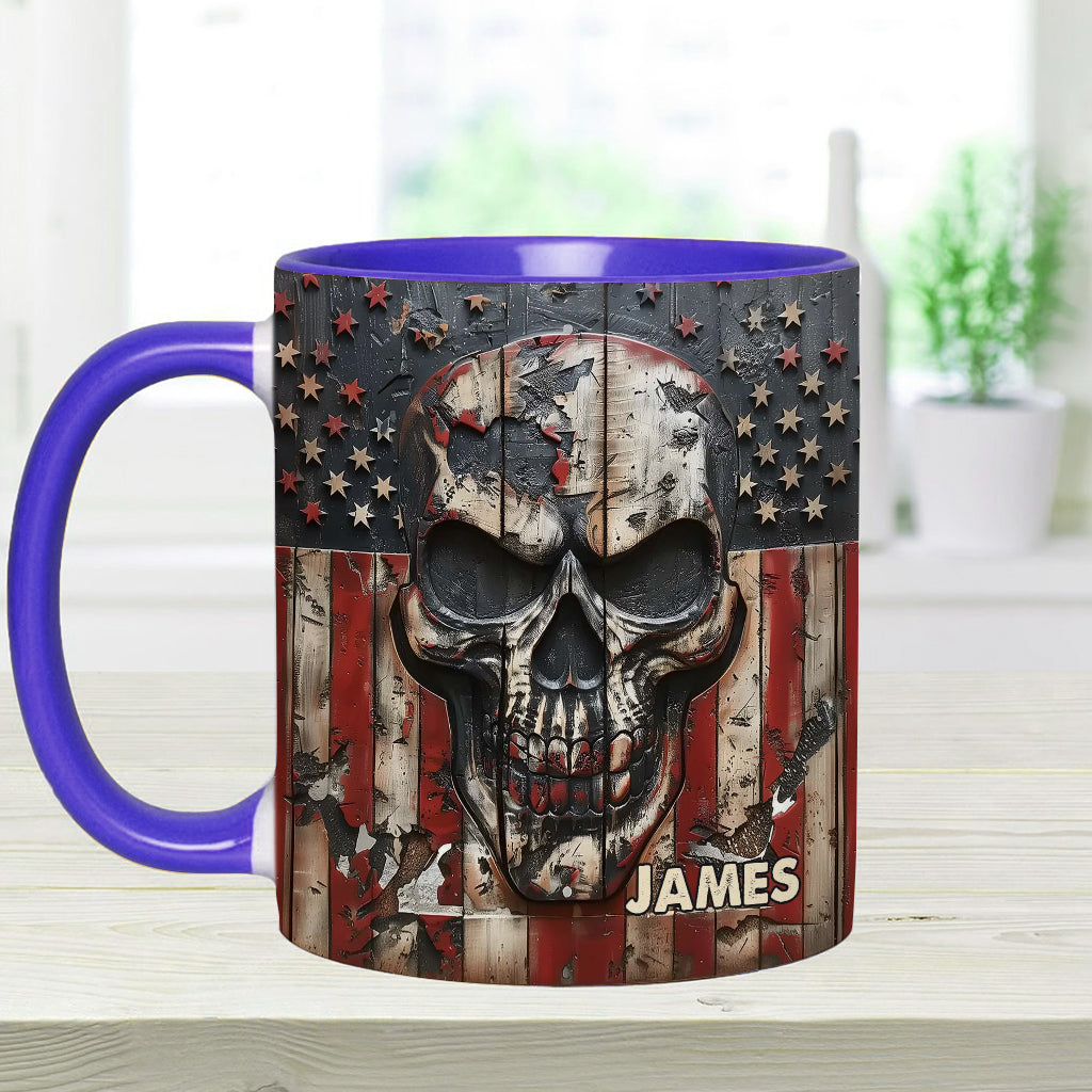 Patriotischer Totenkopf-Liebhaber – Personalisierte Tasse mit Totenkopf-Akzent