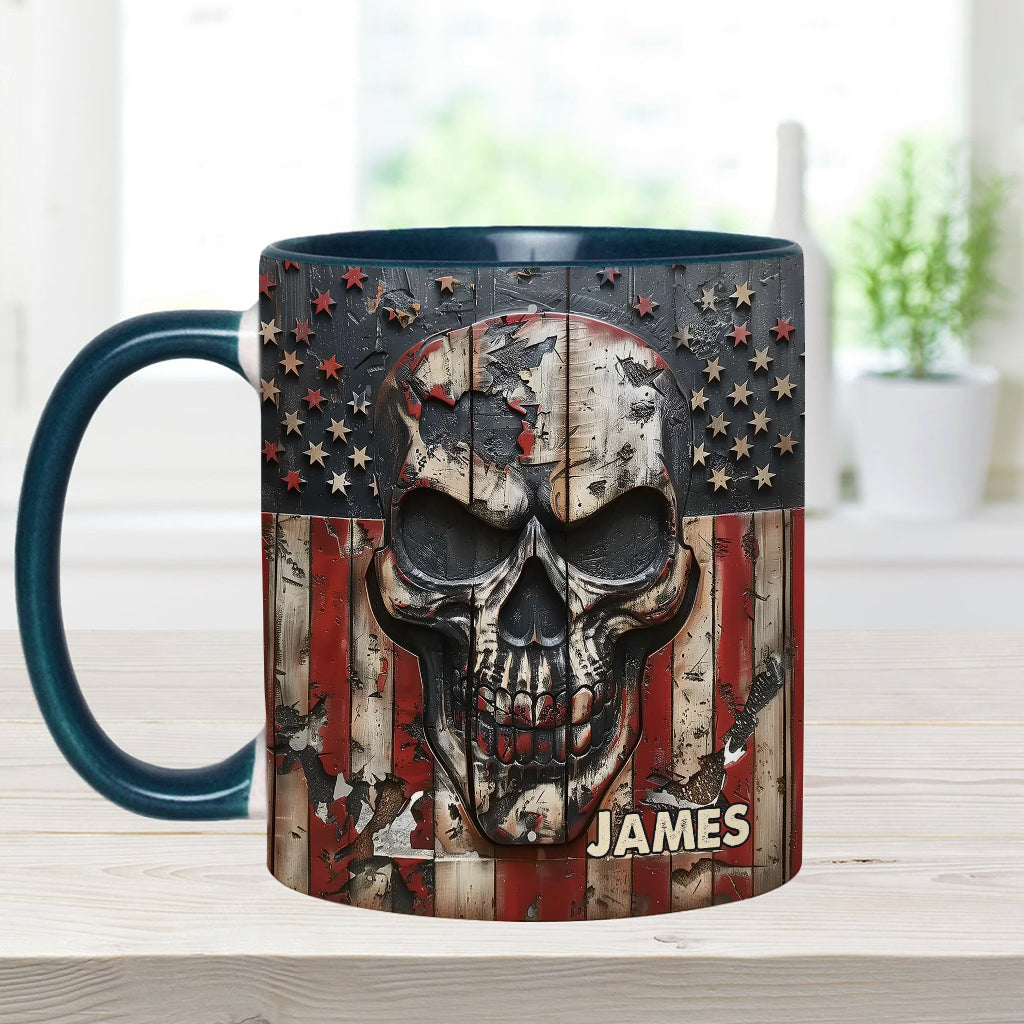 Patriotischer Totenkopf-Liebhaber – Personalisierte Tasse mit Totenkopf-Akzent