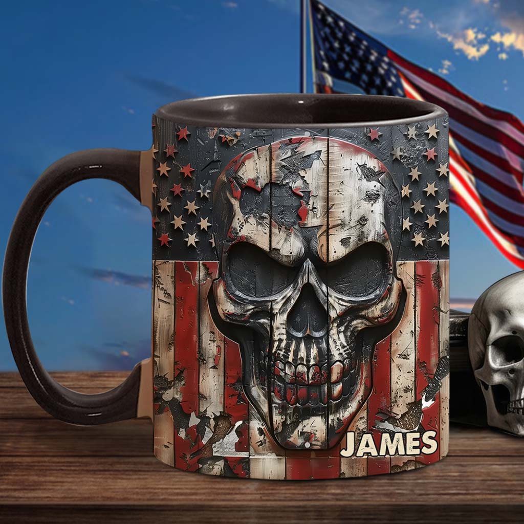 Patriotischer Totenkopf-Liebhaber – Personalisierte Tasse mit Totenkopf-Akzent