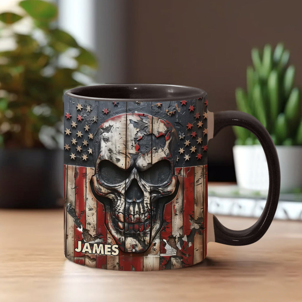 Patriotischer Totenkopf-Liebhaber – Personalisierte Tasse mit Totenkopf-Akzent