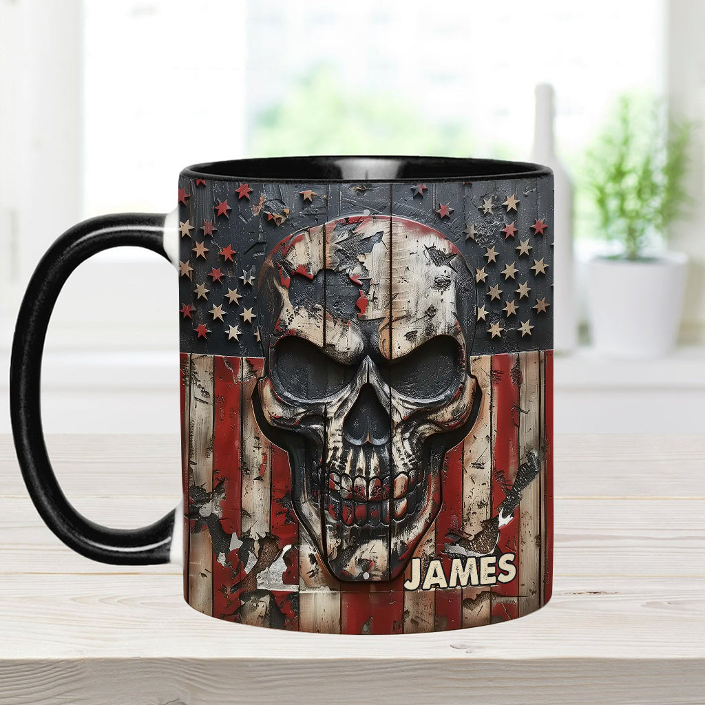 Patriotischer Totenkopf-Liebhaber – Personalisierte Tasse mit Totenkopf-Akzent