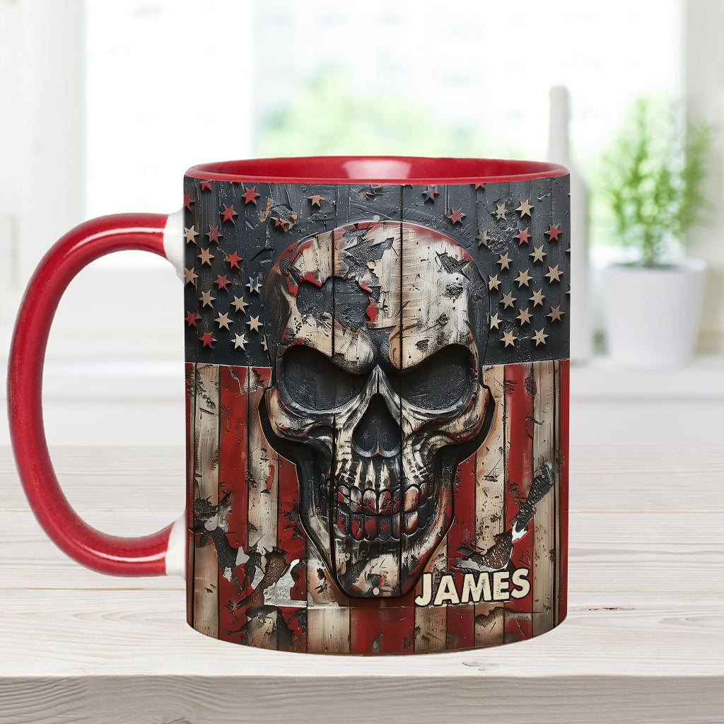 Patriotischer Totenkopf-Liebhaber – Personalisierte Tasse mit Totenkopf-Akzent