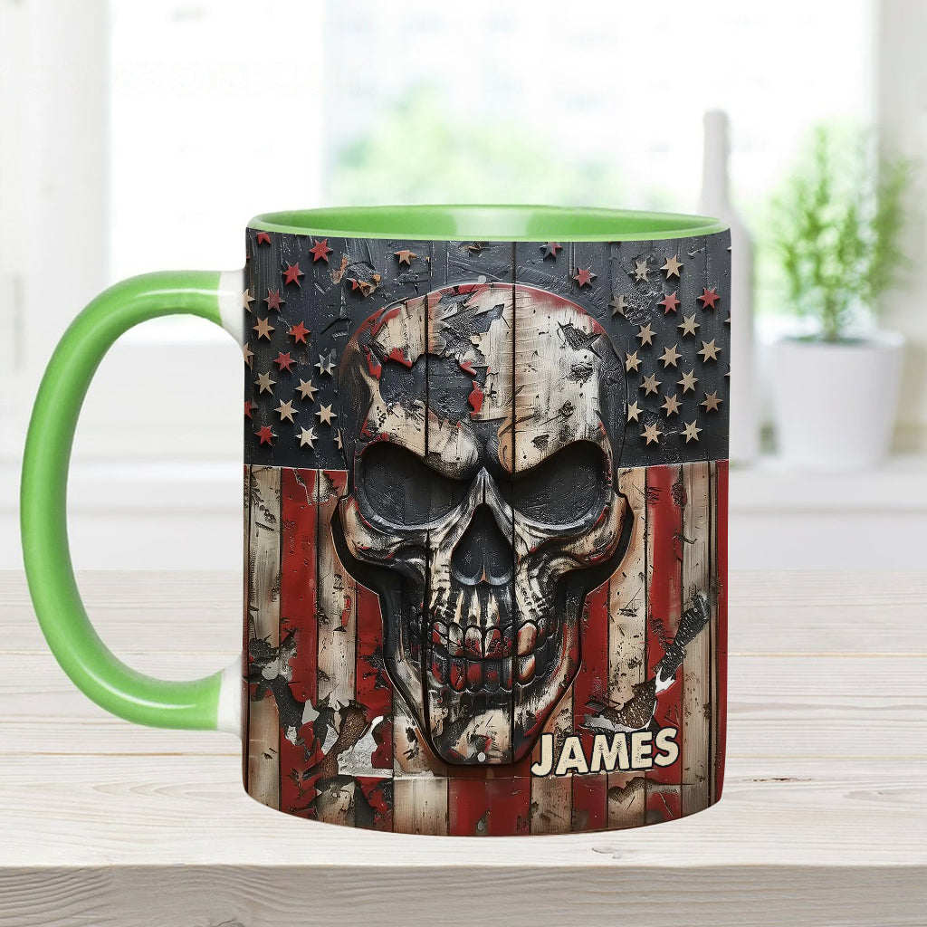 Patriotischer Totenkopf-Liebhaber – Personalisierte Tasse mit Totenkopf-Akzent