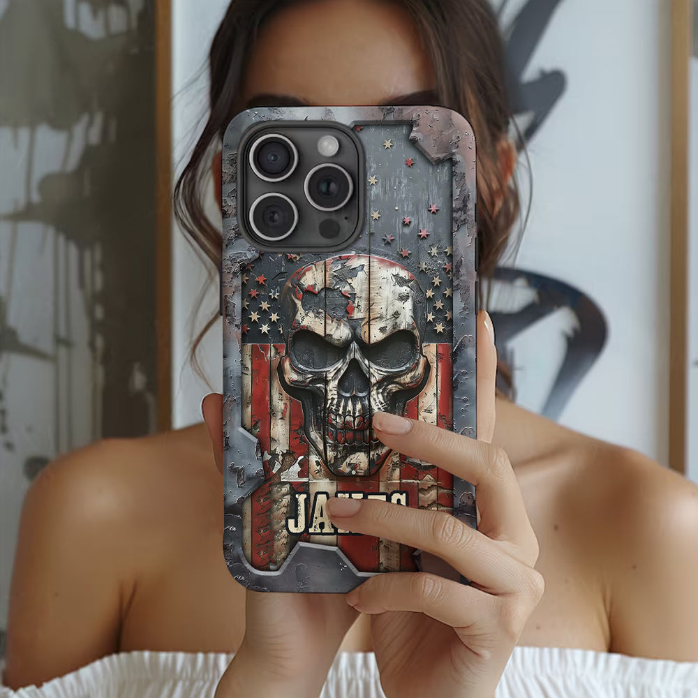 Patriotic Skull Lover - Personalized Skull Full Print Phone Case