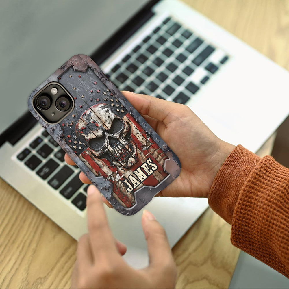 Patriotic Skull Lover - Personalized Skull Full Print Phone Case