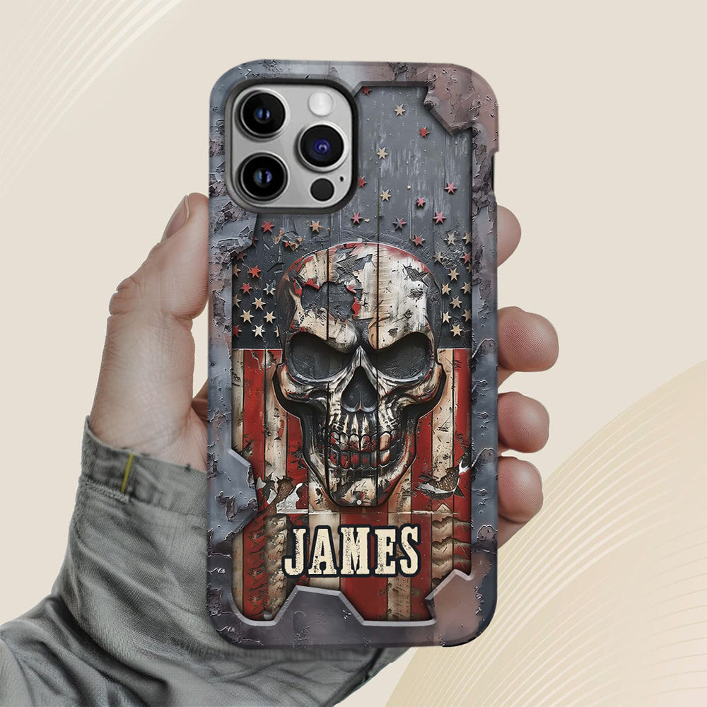 Patriotic Skull Lover - Personalized Skull Full Print Phone Case