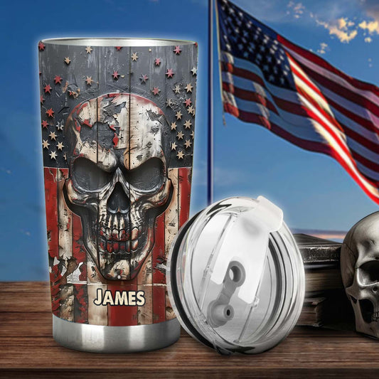 Patriotischer Totenkopf-Liebhaber – Personalisierter Totenkopf-Becher