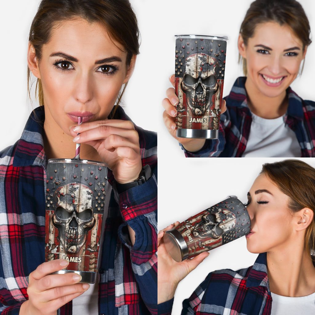Patriotic Skull Lover - Personalized Skull Tumbler