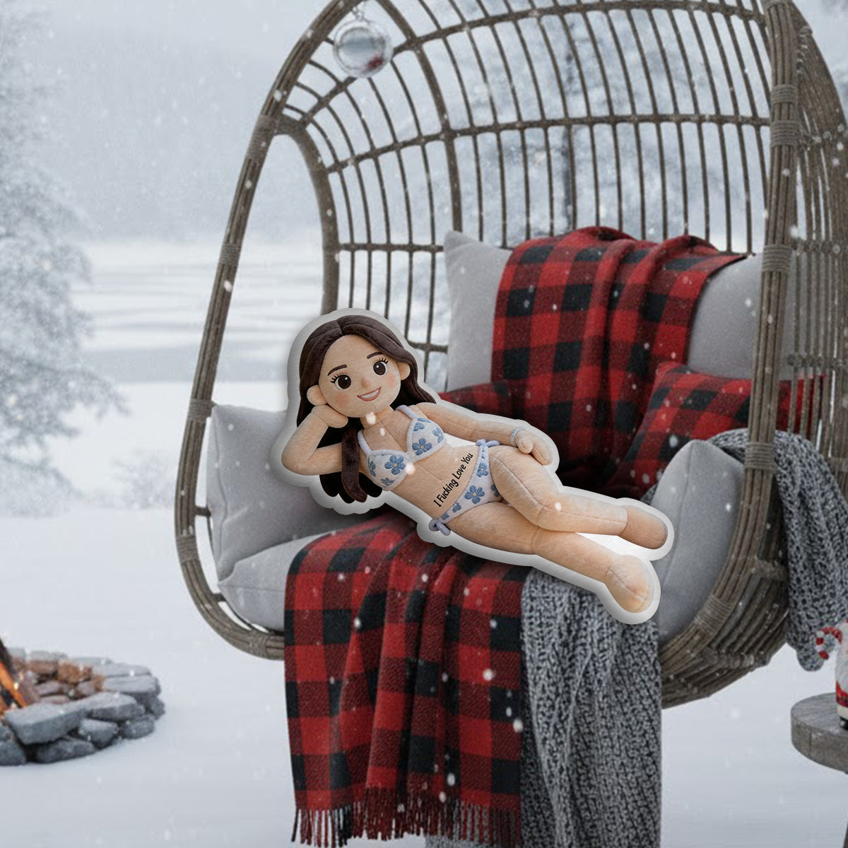 Romantic & Naughty - Personalized Spicy Couple Faux Fur Shaped Pillow