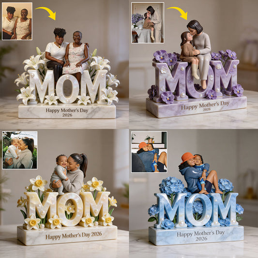 Custom Mother's Day Gift For Mom/ Grandma, Custom Any Flower - Personalized Mother Custom Shaped Acrylic Plaque