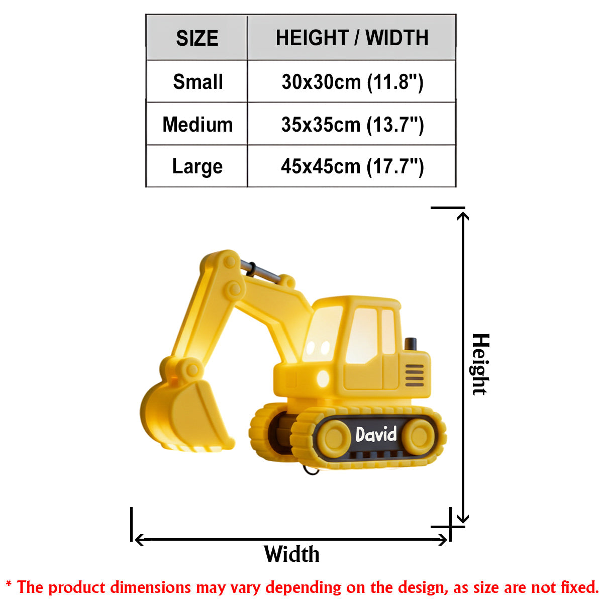 Bagger-Nachtlicht – Personalisiertes LED-Licht-Acryl-Schild für Kinder