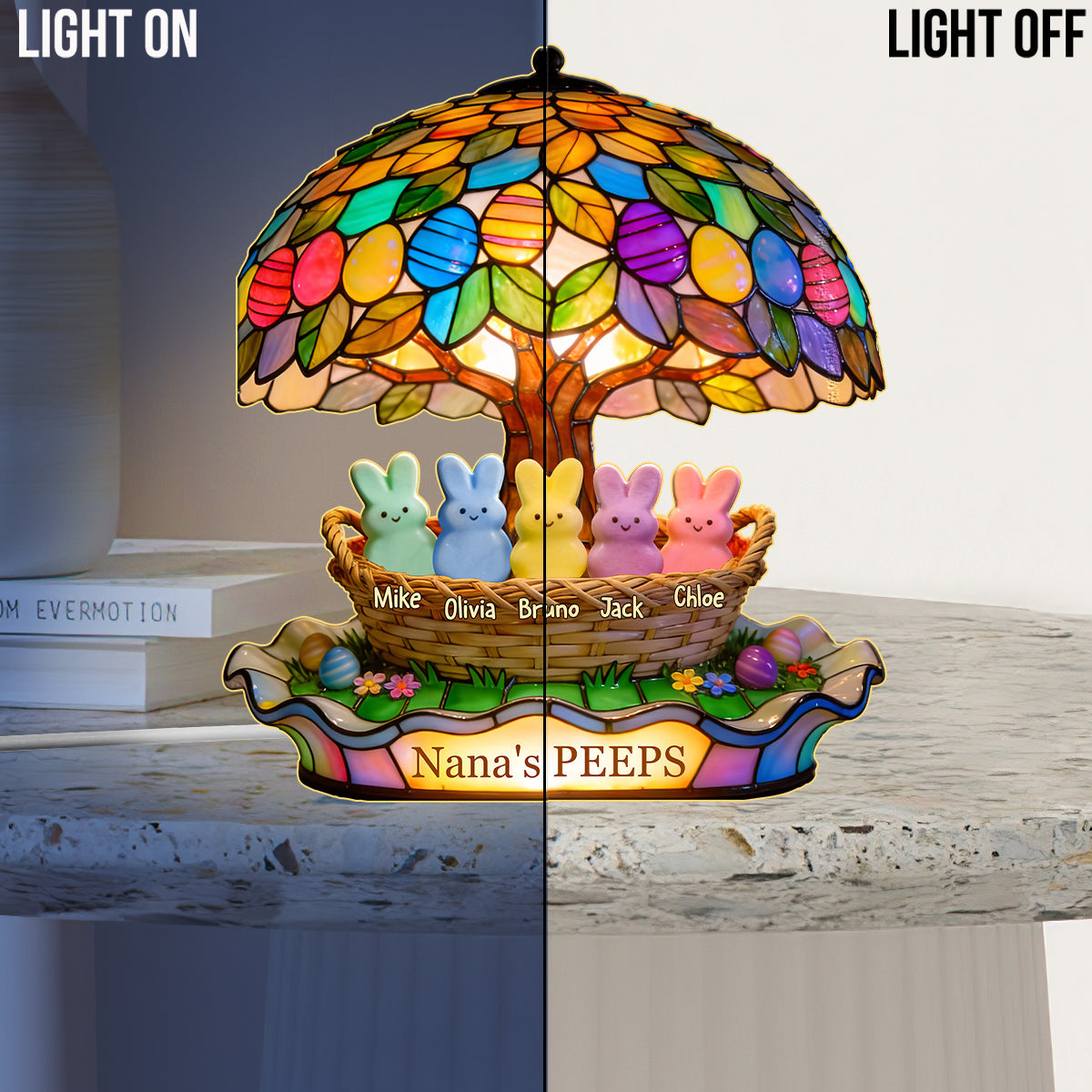 Nana's Peeps Geschenk für Mama, Oma - Personalisierte Acryl-LED-Nachtleuchte für Oma
