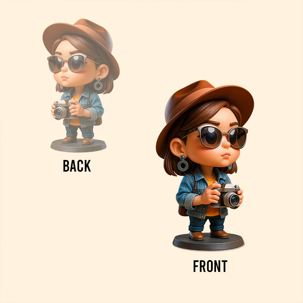 Überzogene Proportionen im Cartoon-Stil – personalisierte, individuell geformte Acrylplakette für Reisen