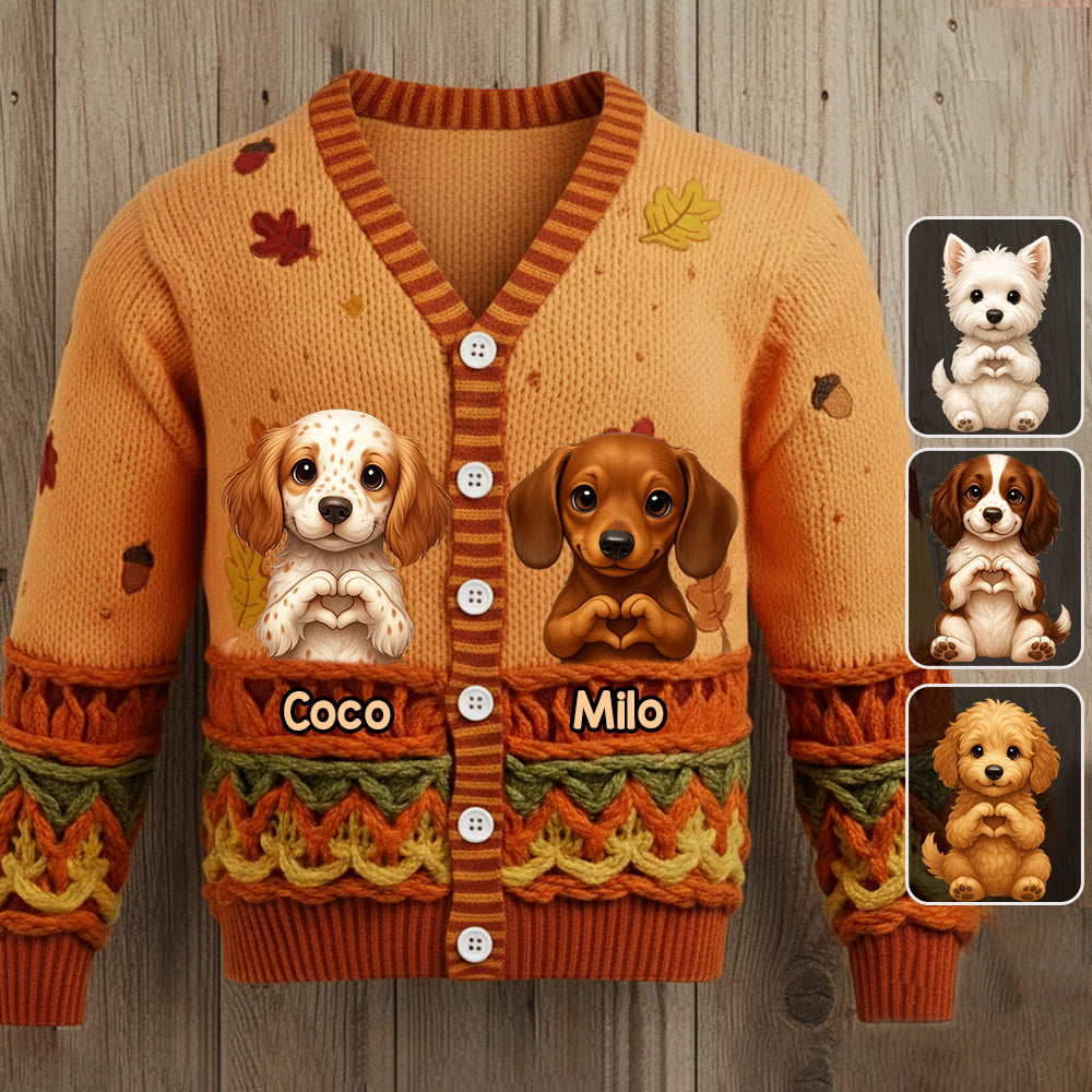 Herbstliche Katze und Hund - Personalisierter Hunde-Cardigan