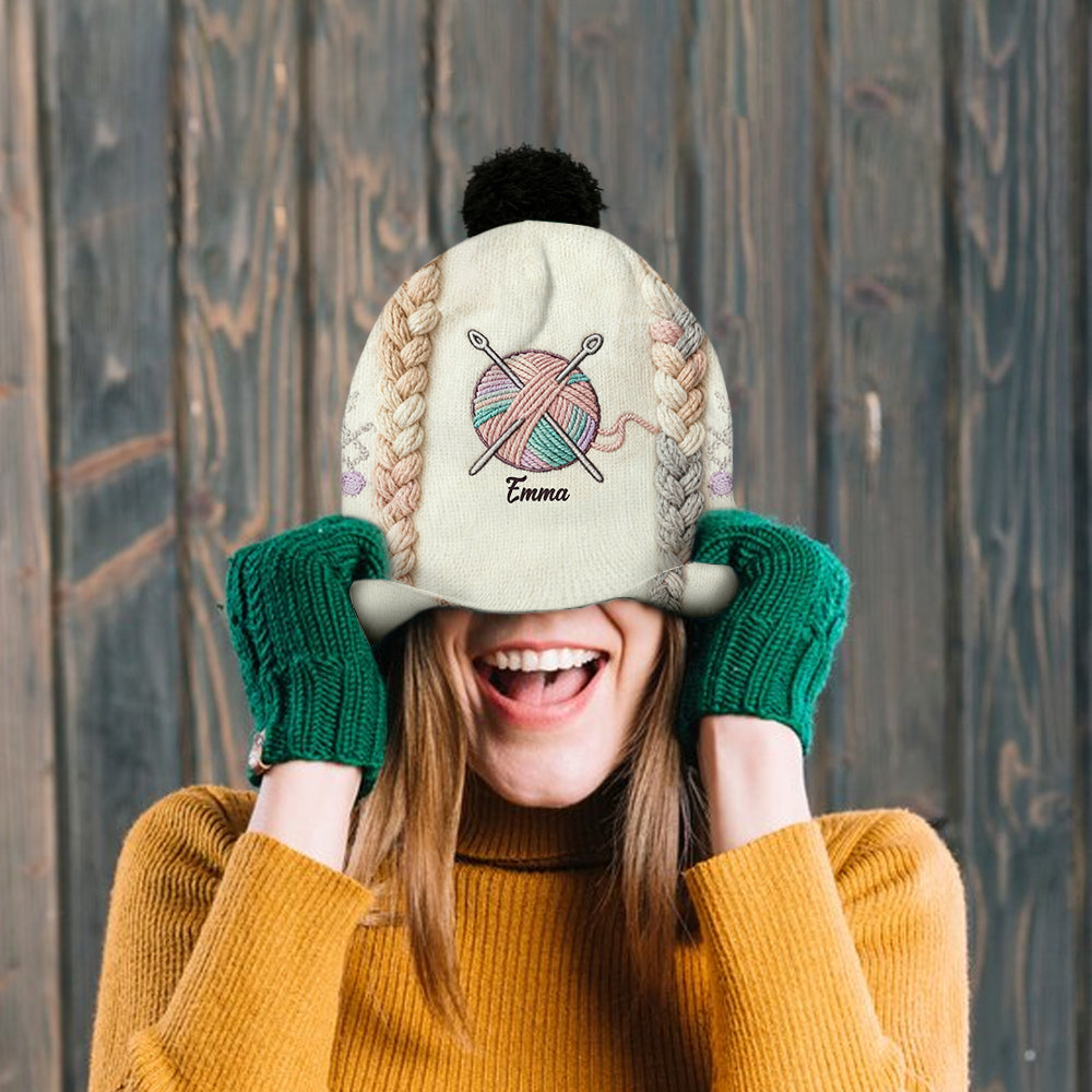 Häkeln macht mich glücklich – personalisierte Häkelmütze