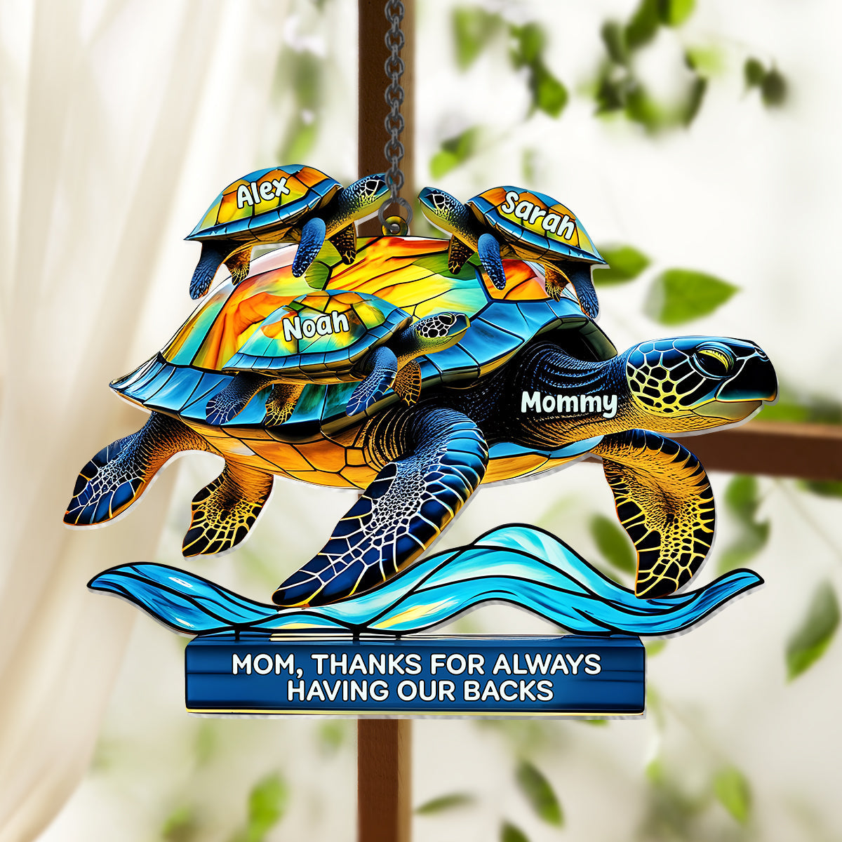 Mama, danke, dass du immer für uns da bist – Personalisierter Fensterhänger für Mutter