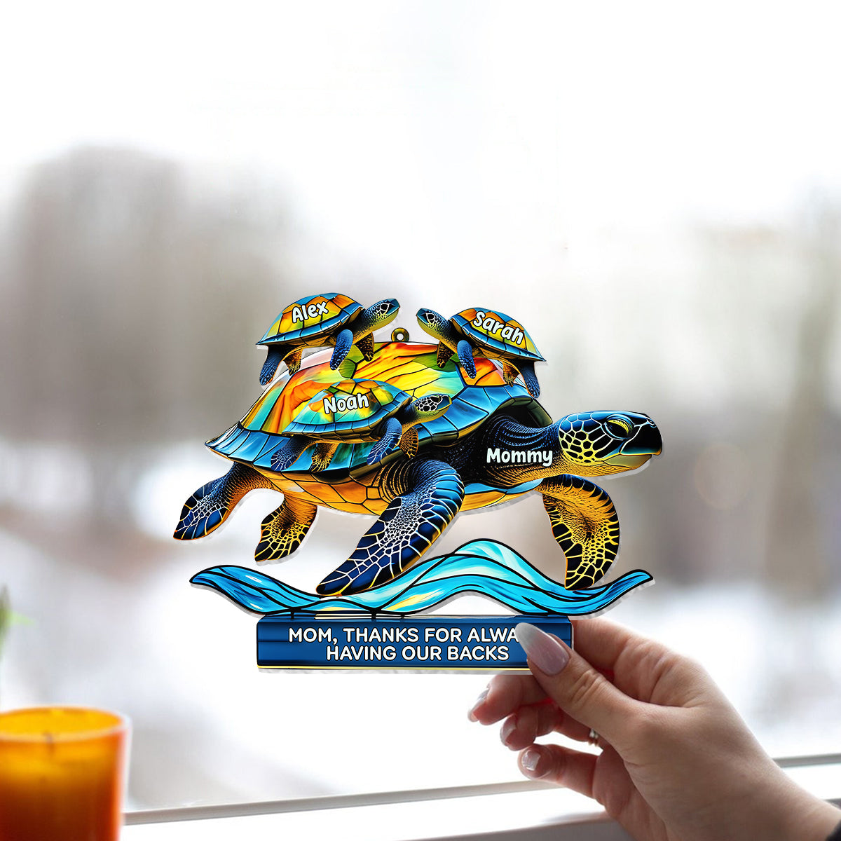 Mama, danke, dass du immer für uns da bist – Personalisierter Fensterhänger für Mutter