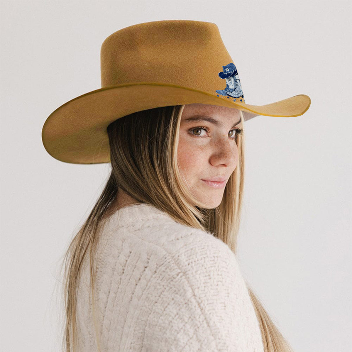 Cowgirl-Stiefel – Personalisierter Cowgirl-Cowboyhut mit breiter Krempe