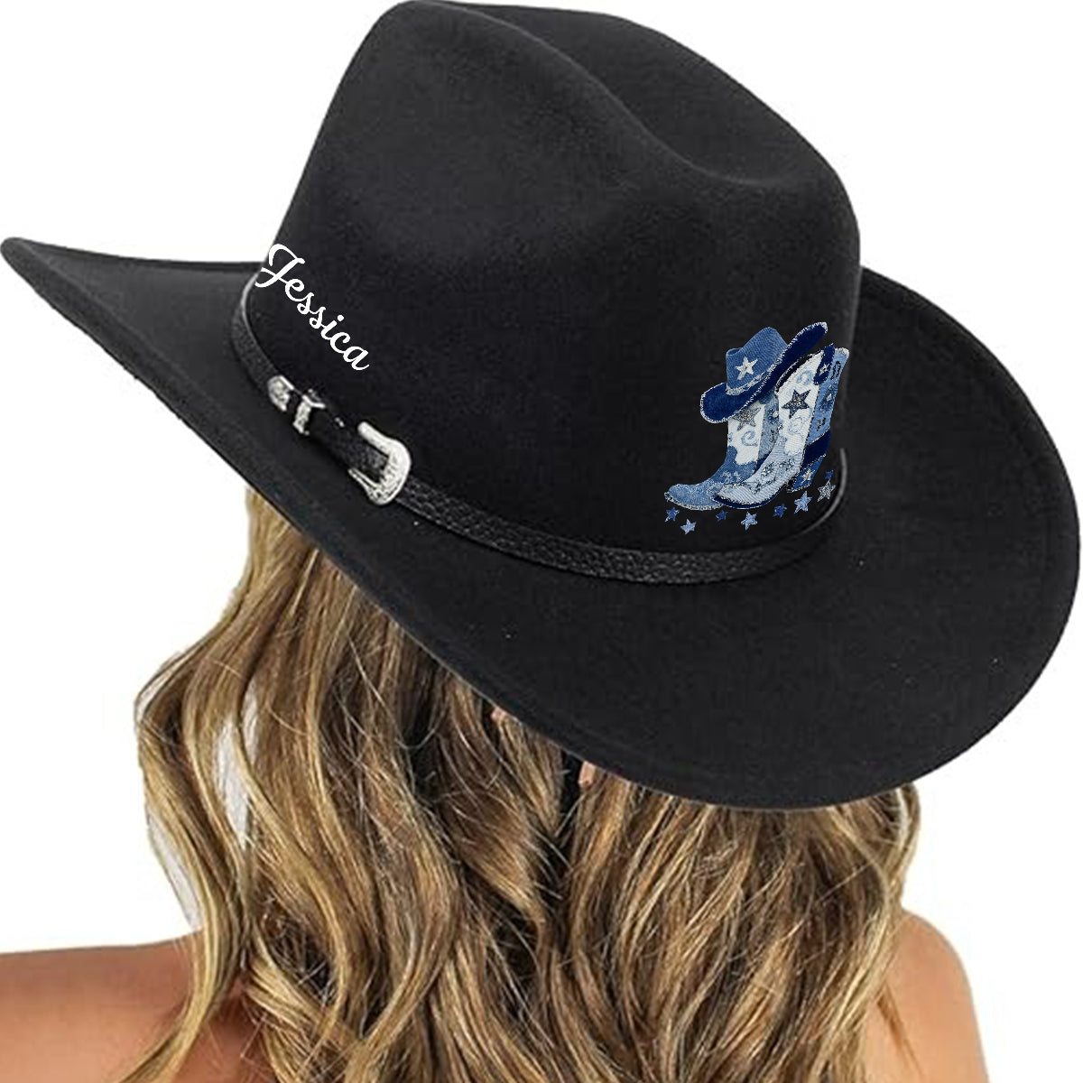 Cowgirl-Stiefel – Personalisierter Cowgirl-Cowboyhut mit breiter Krempe