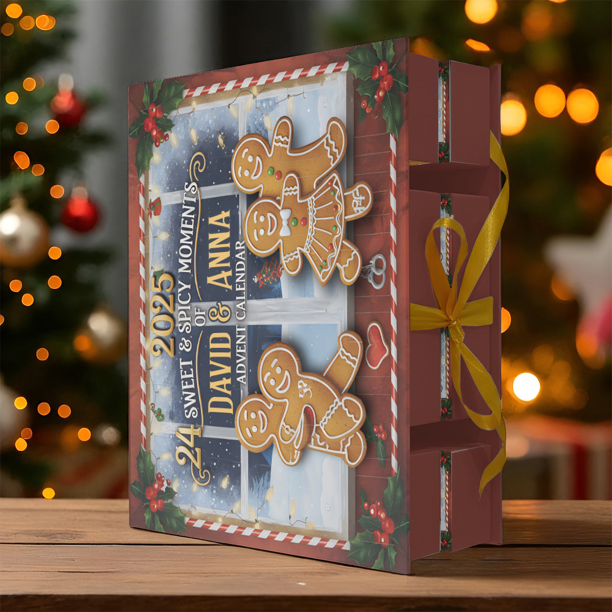 I Love You - Personalized Couple Folded Advent Calendar With Ornaments