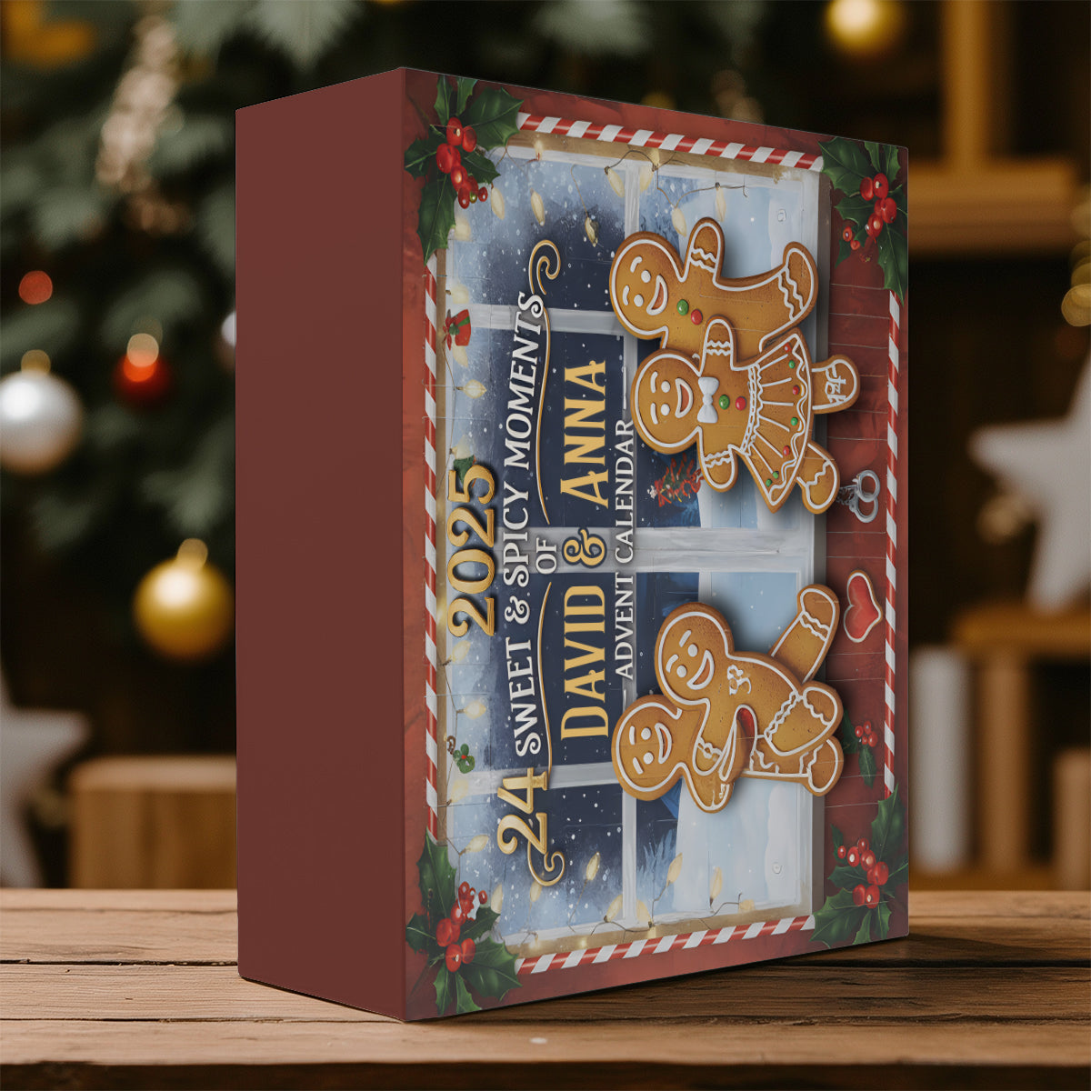 I Love You - Personalized Couple Folded Advent Calendar With Ornaments